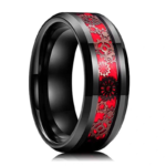 316L Titanium Steel Steampunk Gear Ring - Black & Red Mechanical Inlay Band for Men