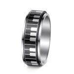 304 Stainless Steel Piano Key Spinner Ring - Rotatable Music Band for Men & Women - Minimalist Fidget Jewelry