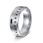 304 Stainless Steel Spinner Ring for Men Women - Brushed Alphabet Rotating Anxiety Ring - Minimalist Fidget Band Jewelry