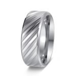 304 Stainless Steel Diagonal Twill Wedding Band - Hand Polished Minimalist Ring for Men and Women