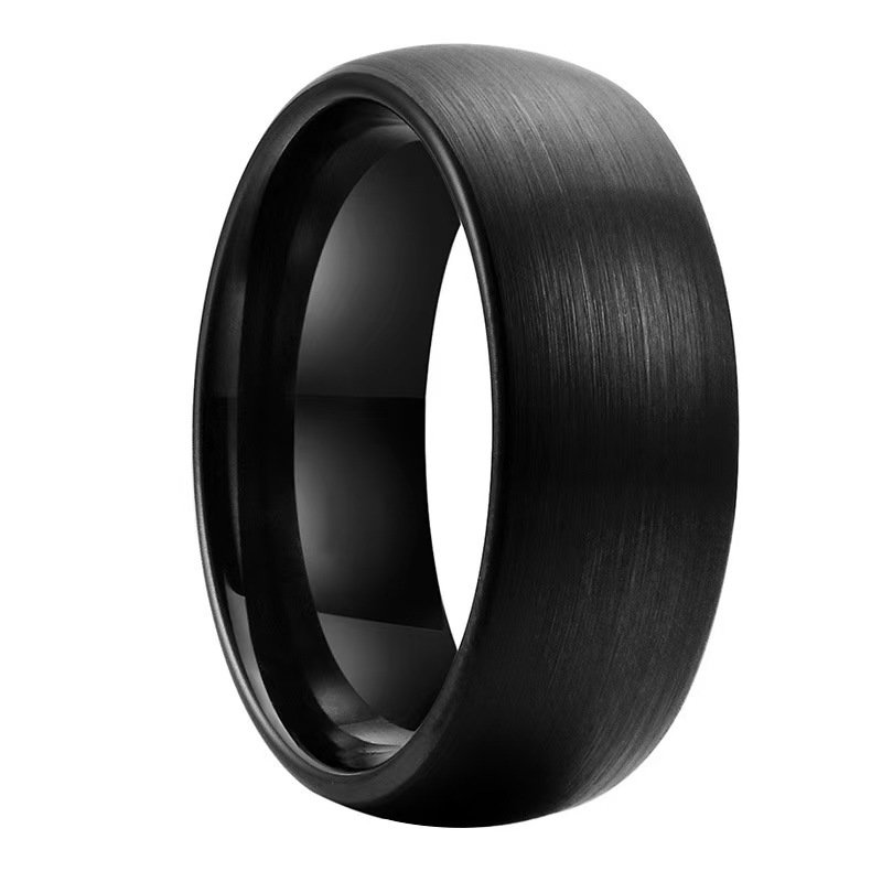 7ed53fa7f000c443ed952b1994b8586f 316L Stainless Steel Matte Black Brushed Ring - Minimalist Comfort-Fit Band for Men and Women - 图片 1
