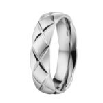 316L Stainless Steel Quilted Diamond Lattice Ring - Minimalist Hand-Polished Wedding Band for Men and Women