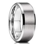 Classic 8mm Brushed Titanium Wedding Band with Polished Beveled Edges - Comfort Fit Eternal Promise Ring