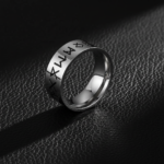 Viking Rune Ring 316L Stainless Steel Nordic Minimalist Band for Men Women Streetwear Jewelry - 图片 2