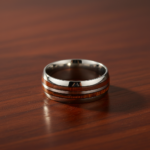 304 Stainless Steel Acacia Wood Inlay Ring - Minimalist Hand-Polished Engagement Band - Comfort Fit Men's & Women's Jewelry - 图片 3