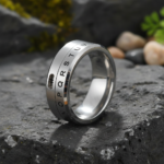 304 Stainless Steel Spinner Ring for Men Women - Brushed Alphabet Rotating Anxiety Ring - Minimalist Fidget Band Jewelry - 图片 3