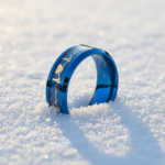 304 Stainless Steel Blue Carbon Fiber Heartbeat Ring for Couples - Matte Finish EKG Promise Band - 图片 2