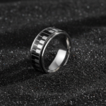 304 Stainless Steel Piano Key Spinner Ring - Rotatable Music Band for Men & Women - Minimalist Fidget Jewelry - 图片 3