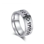Viking Rune Ring 316L Stainless Steel Nordic Minimalist Band for Men Women Streetwear Jewelry