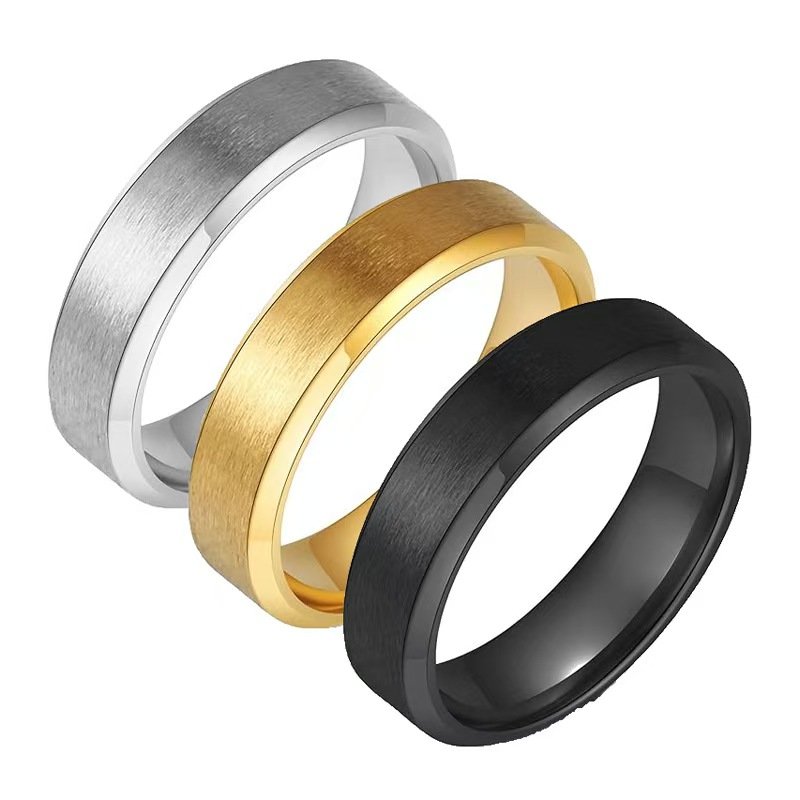 c14727b90c5dde3c35059a4291144f8e 316L Stainless Steel Brushed Ring for Men Women Minimalist Beveled Edge Band Matte Finish Daily Wear Jewelry - 图片 1