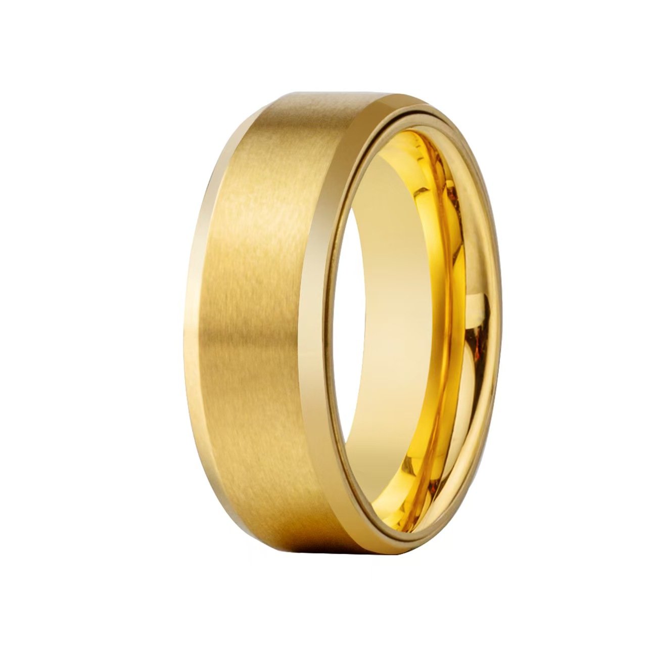 d69ff4e667a6b3070ee7aa8a7dd81c55 18K Gold Plated 304 Stainless Steel Spinner Ring - Brushed Matte Wedding Band for Men & Women - Rotatable Anxiety Relief Jewelry - 图片 1