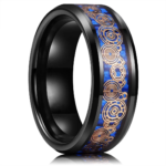 Cyberpunk Neon Circuit Inlay Titanium Steel Ring for Men - 316L Tech-Noir Streetwear Accessory