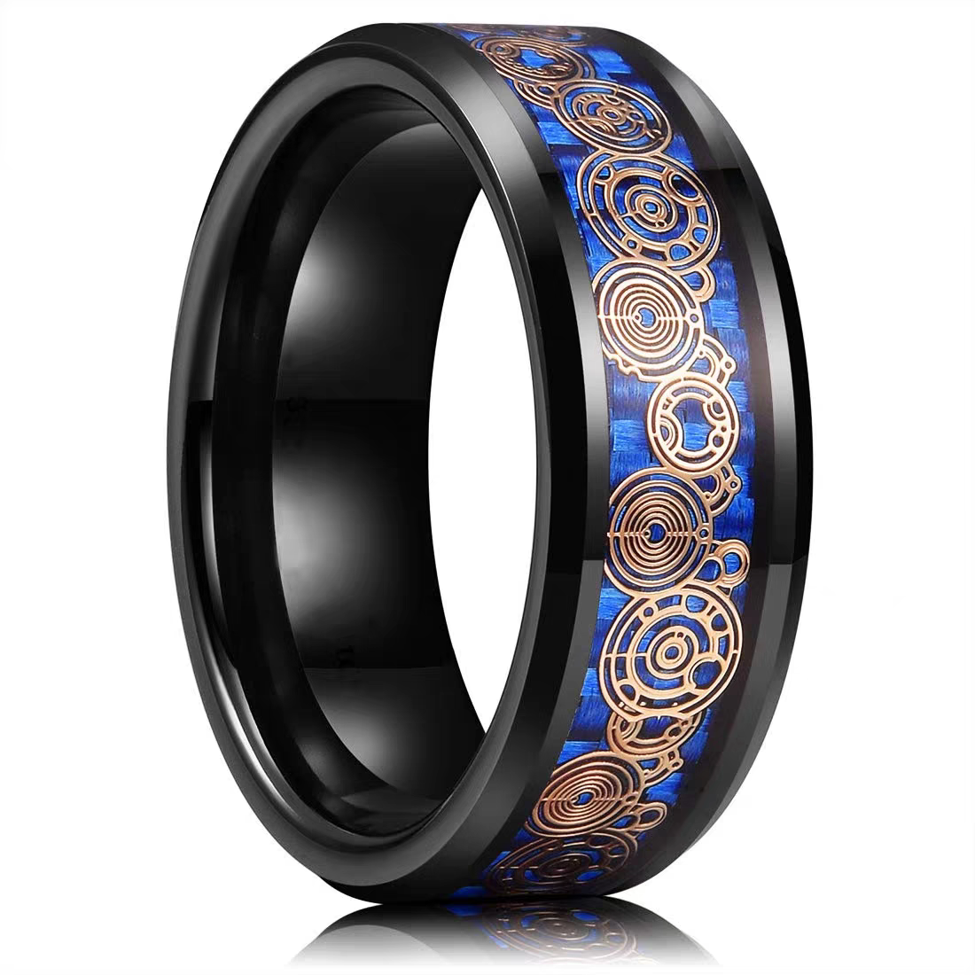 f1b340ad716271095b29b11311bc1695 Cyberpunk Neon Circuit Inlay Titanium Steel Ring for Men - 316L Tech-Noir Streetwear Accessory - 图片 1