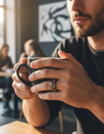 Viking Rune Ring 304 Stainless Steel Whiskey Barrel Wood Inlay Tree of Life Engagement Band Antique Distressed Finish - 图片 3