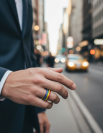 304 Stainless Steel Rainbow Pride Ring Black Y2K Enamel Band Unisex Promise Gift - 图片 4