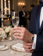 18K Rose Gold Plated 316L Stainless Steel Roman Numeral Hollow Ring Vintage Wedding Band with CZ Accents - 图片 4