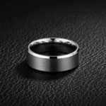 Classic 8mm Brushed Titanium Wedding Band with Polished Beveled Edges - Comfort Fit Eternal Promise Ring - 图片 2
