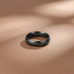 316L Titanium Steel Black Lord of the Rings Elvish Script Engraved Band for Men Women - 图片 3